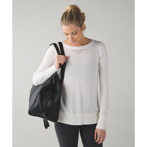 Lululemon Sweater Cashmere Blend Sunset Savasana Pullover Heathered White Med - Picture 2 of 14